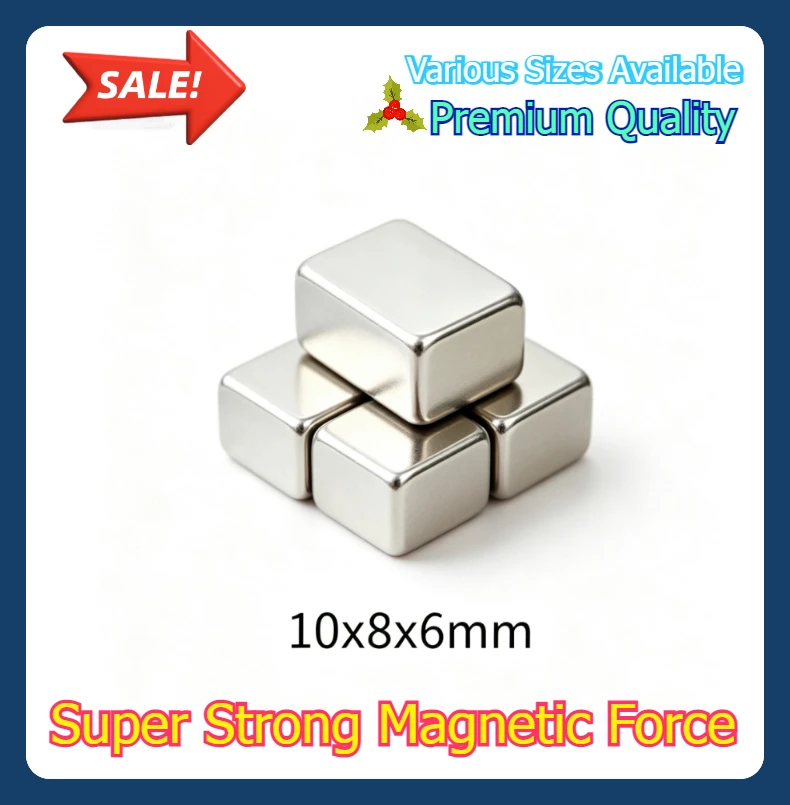 Powerful NdFeB Magnet 10x8x6mm Block Super Strong Neodymium Magnet For DIY Handmade Gift Box Packaging Crafts