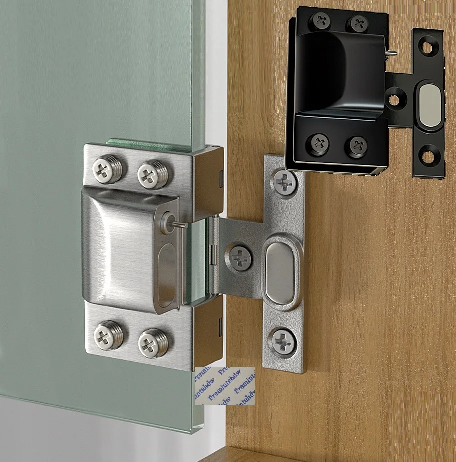 

2 шт. гидравлические петли из нержавеющей стали SUS304 для стеклянных дверей витрин и книжных шкафов, без сверления