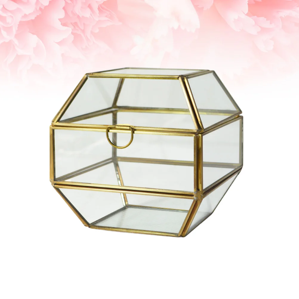 

Geometric 3 Layers Glass Jewelry Box Golden Organizer Storage Container for Necklace Ring Watch Unique Gift for Women