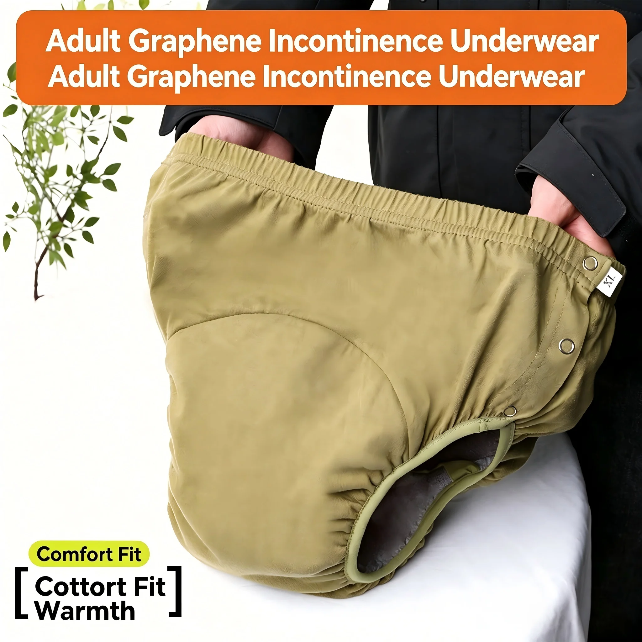 Pure Cotton Graphene Adult Incontinence Underpants Reusable Waterproof High Absorbency Anti-Leak Skin Friendly