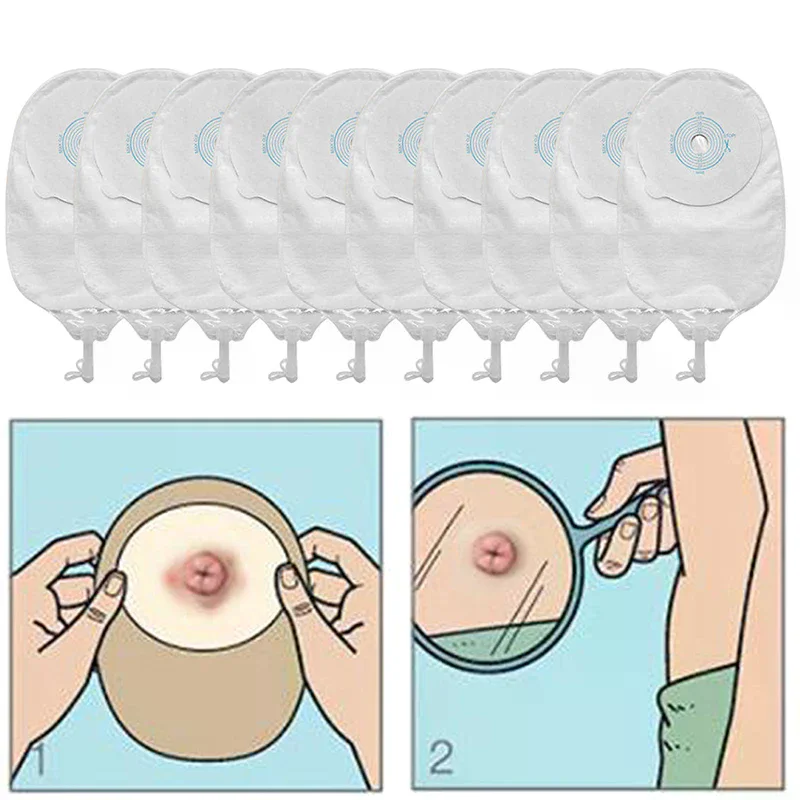 

10 шт. дренажных мешков для уростомы с клапаном против обратного тока, пакеты для ухода за стомой