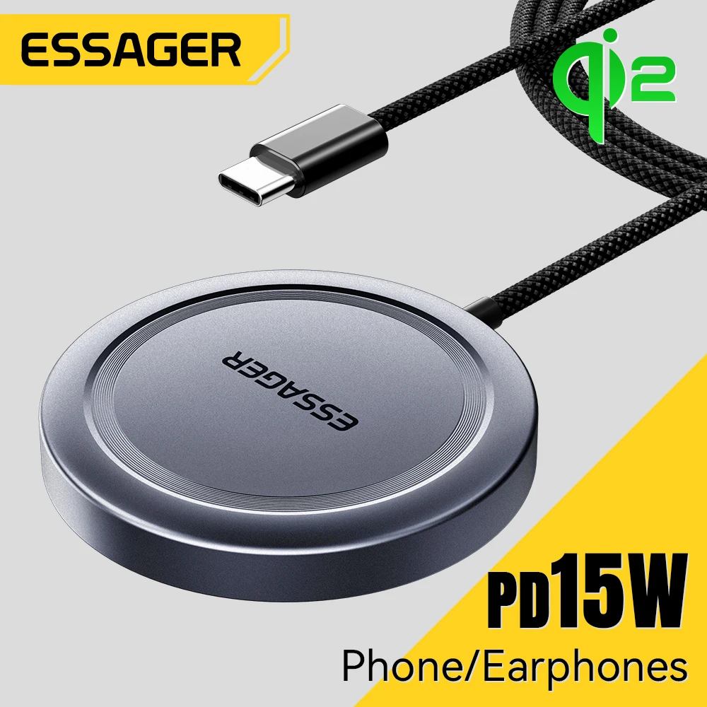 Essager 15W Magnetic Wireless Charger Pad For iPhone 15 14 Pro Max Magnet Induction Charger Qi2 for Macsafe Wireless Charging