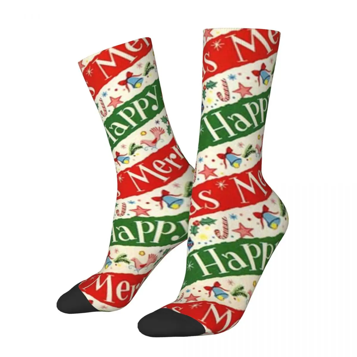 

Merry Christmas & Happy Holidays! Socks Harajuku Sweat Absorbing Stockings All Season Long Socks Accessories for Man Woman Gifts