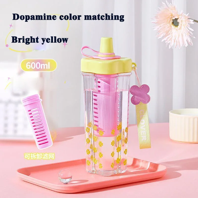 

600 мл чашка для воды Miniso большая емкость чашка для воды устойчивая к высоким температурам пластиковая соломенная чашка портативная