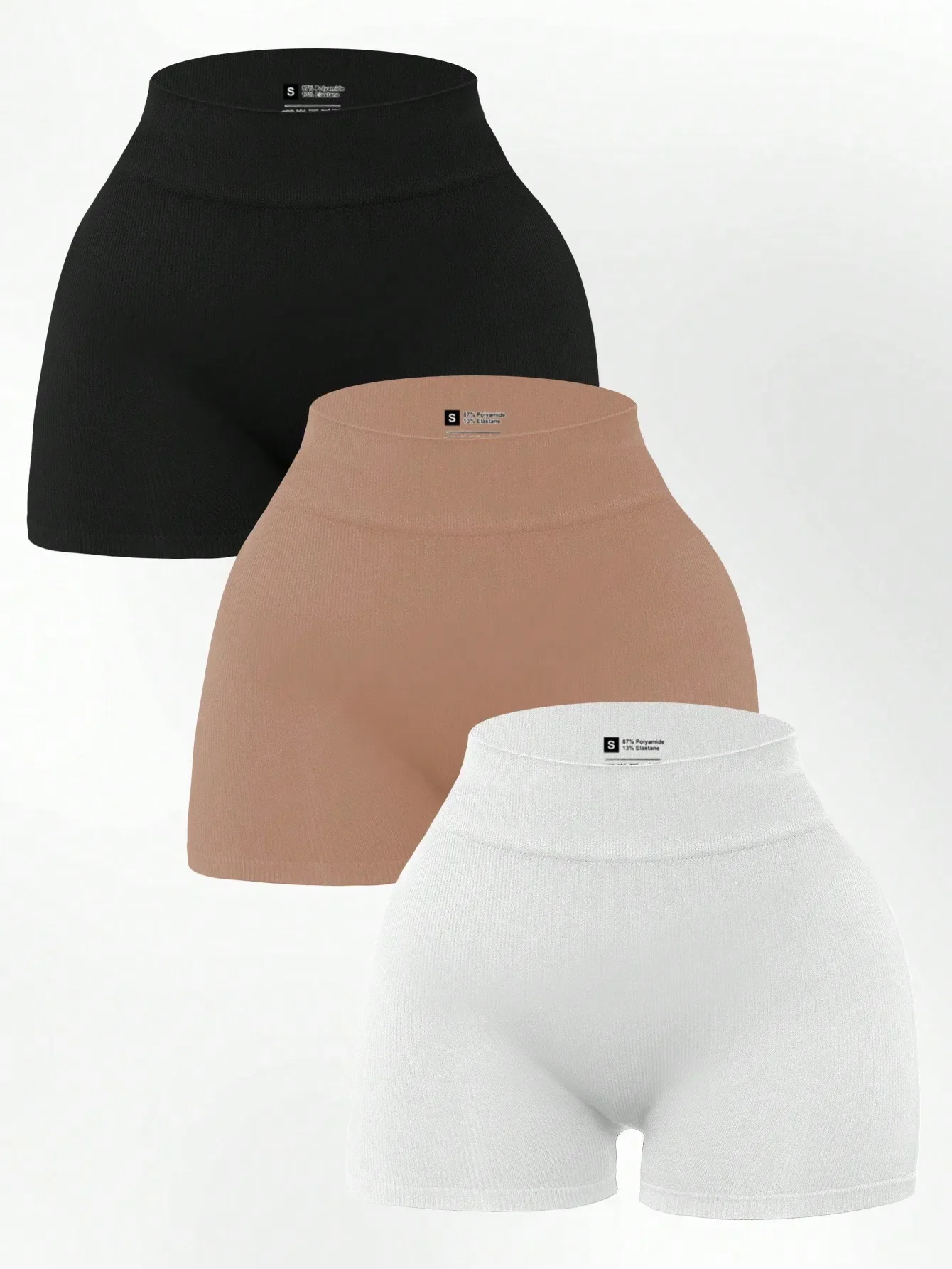 

4pcs Women's Solid Color High Waist Slim Fit Casual Sports ShortsWomen Sweat Short, Gym Short, Biker Short