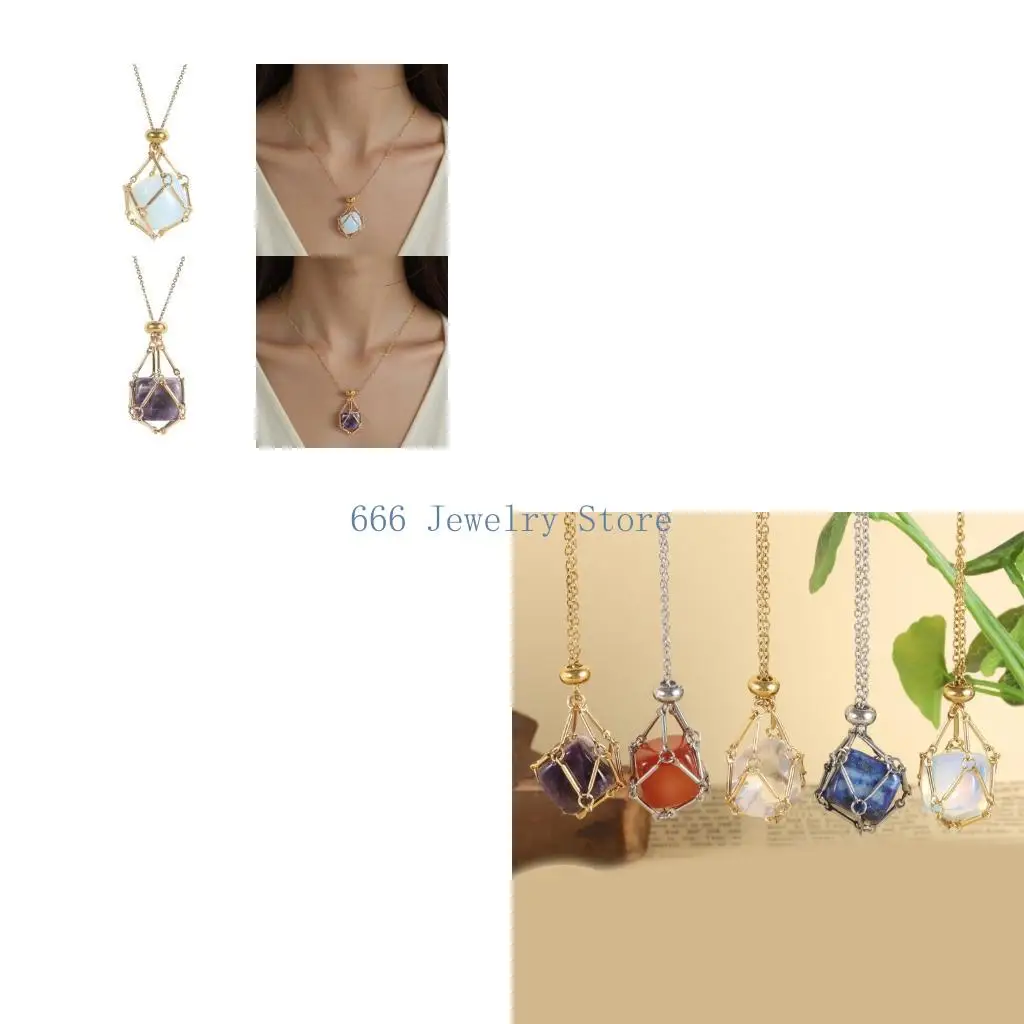 F2TD Delicate Bamboo Inspired Necklace Genuine Crystal Stone Detailing Secure Closure