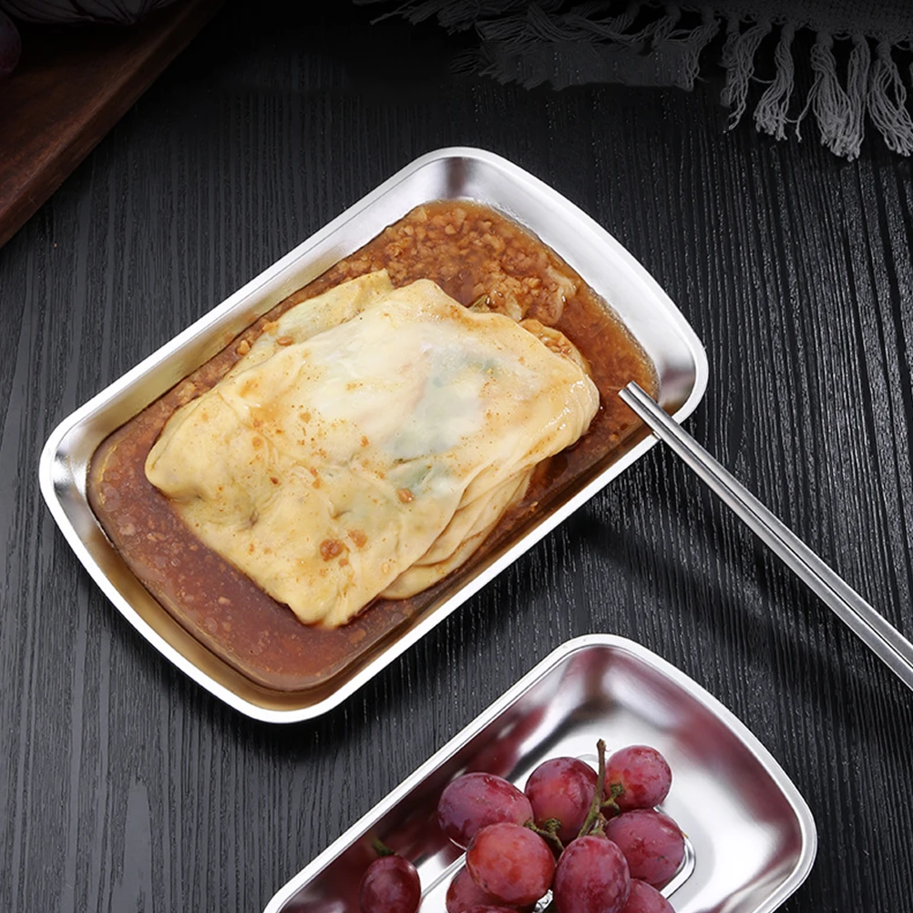 

Stainless Steel Tray Lightweight Food Holder Multifunctional Rectangular Serving Plate Practical Storage Dish Portable Towel