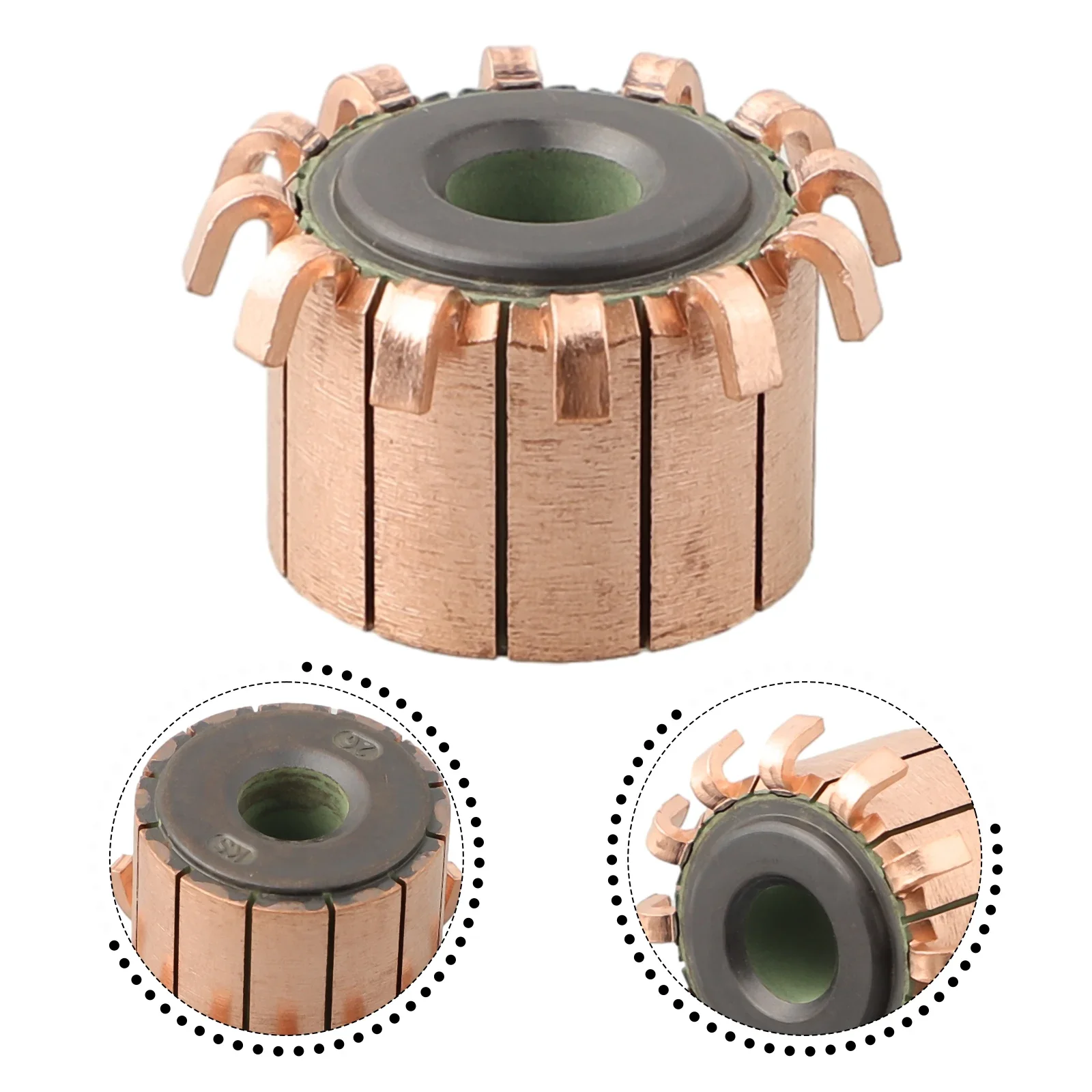 Copper 23X8X17(18) Mm 12P Teeth Copper Hook Type Electrical Motor Commutator CHY-3389-12 Mechanical Power Transmission Tools