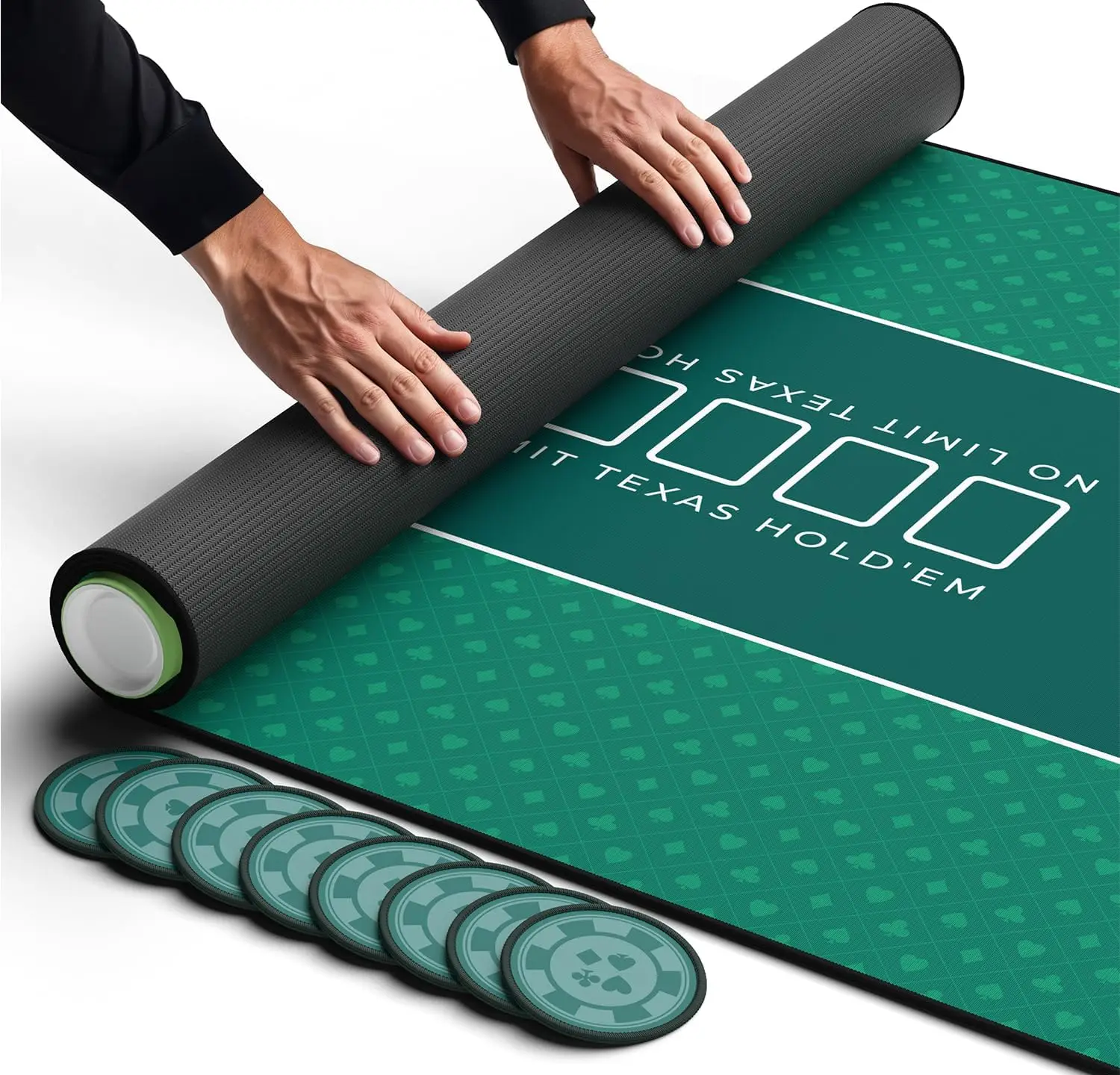 

Poker Table Top 70" x 35", Texas Hold'em Poker Mat for Home Game Nights Up to 10 Players, Blackjack, Casino | Poker To