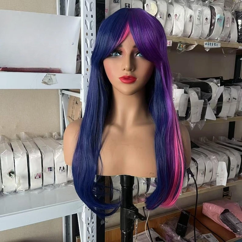 Twilight Sparkle Lila Cosplay Lange Perücke aus synthetischer Faser