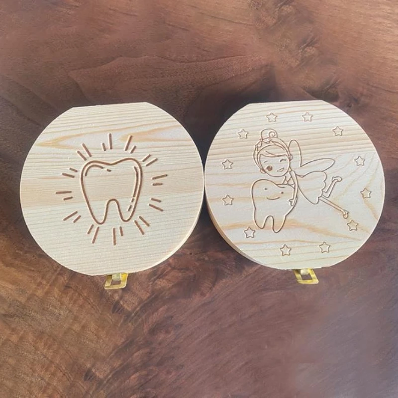 4 Sets Wooden Baby Tooth Storage Box Fetal Hair Keepsake Newborn Birthday Memory Tooth Box Kids Growth Souvenir - view 2