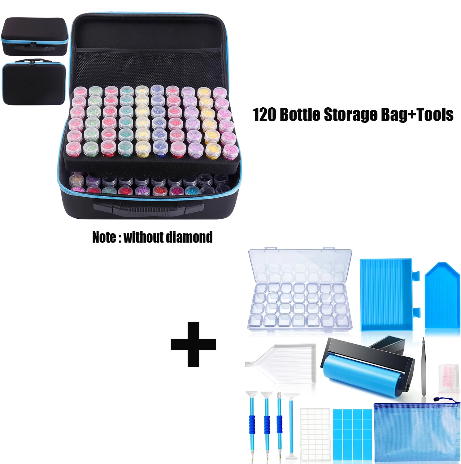 

120 Slots Diamond Painting Storage Container, Diamond Art Kits Bead Organizer with Carrying Handle, Craft Storage Box Accessorie