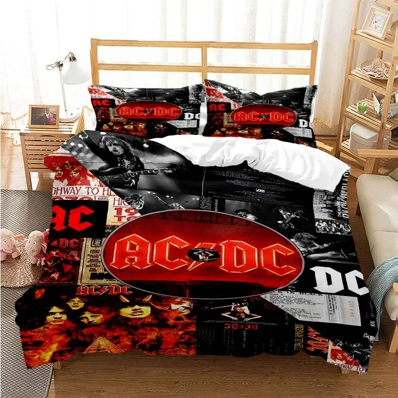 3D Printed AC/DC Bedding Set Pillowcase Rock Band Duvet Cover Double Twin Full Queen King Adult Kids Bedclothes Quilt Cover