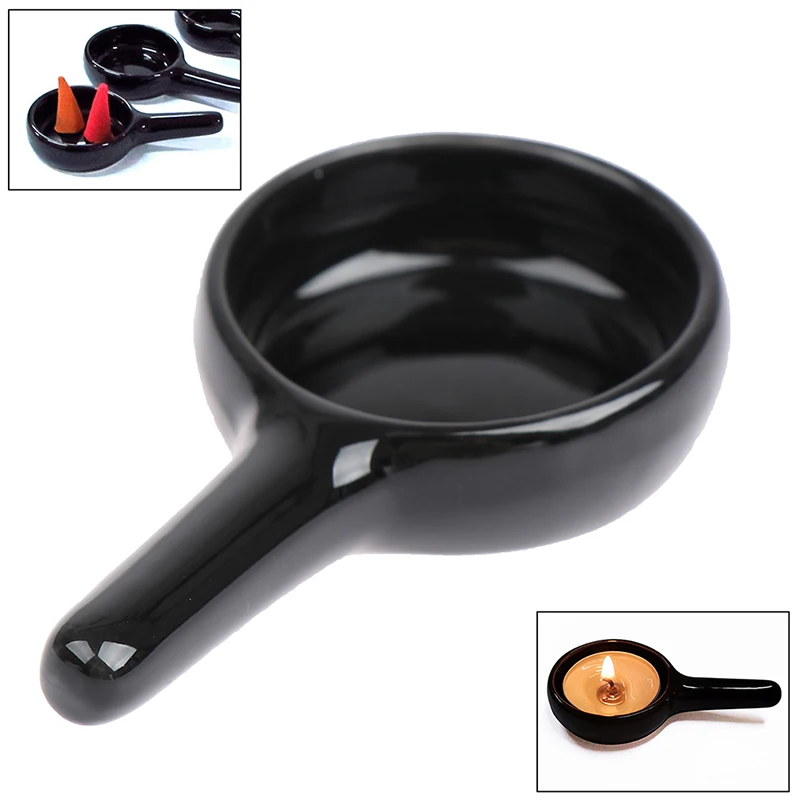 Quemador de Aroma de cerámica, soporte de vela de aromaterapia, quemador de aceite esencial, bandeja pequeña con mango, estufa de aromaterapia, Torta