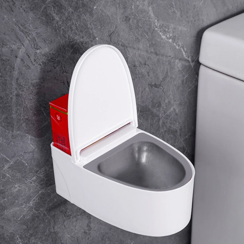 Creative Toilet Ashtray Home Bathroom Storage Cigarette Case With Lid Wall-mounted Plastic Ashtray Suitable For Home Office Use