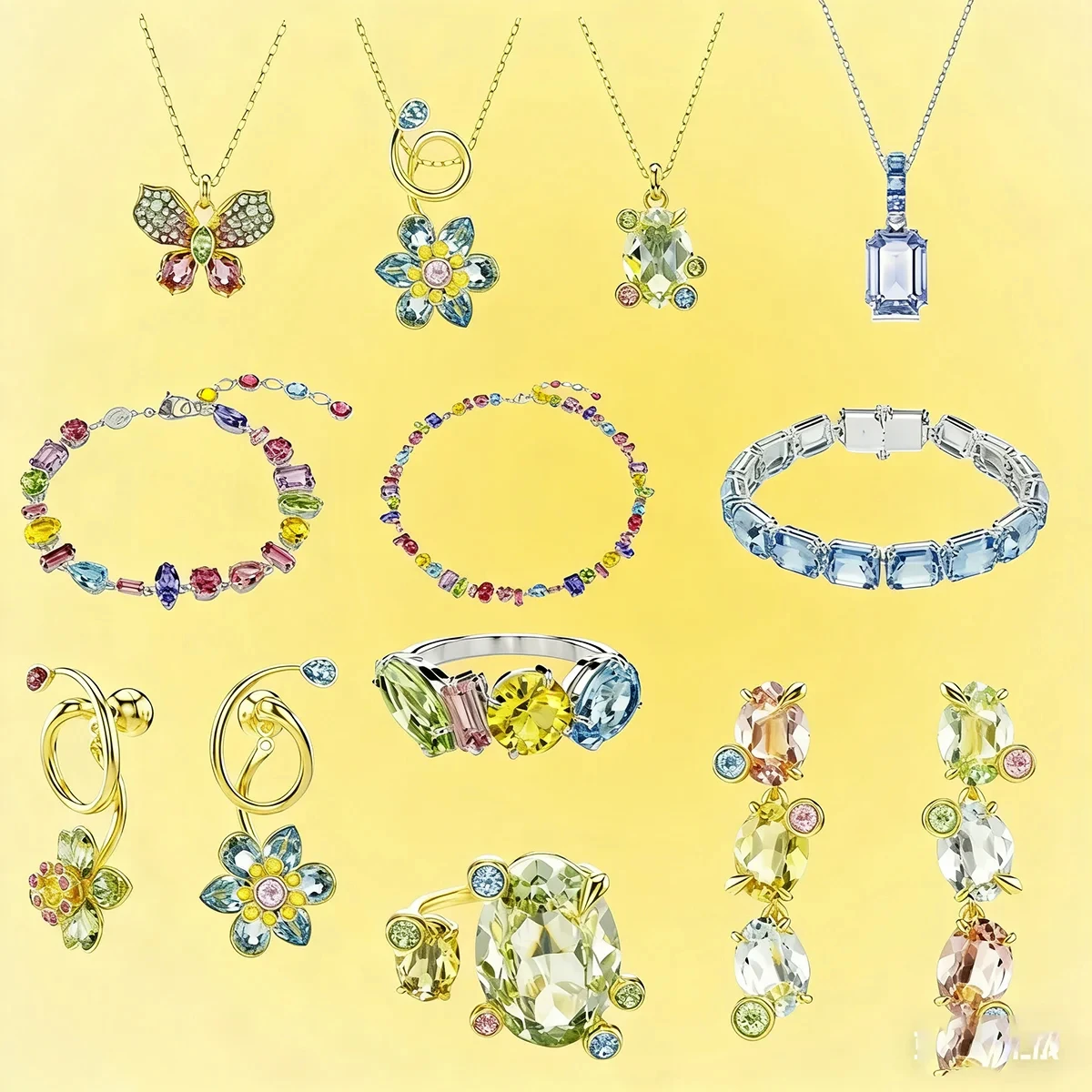 Orginal Crystal Butterfly/Flower Necklace/Bracelet/Earring Set Dreamy Sweet Fancy Jewelry Wife Birthday Luxury Gift Dropshipping