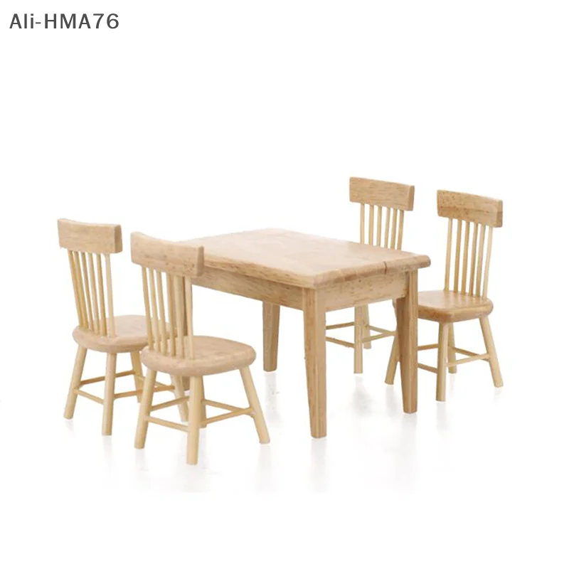 HMA76-1Pc 1/12 Dollhouse Miniature Accessories Wooden Dining Table Chair Simulation Furniture Toy for Children Gift