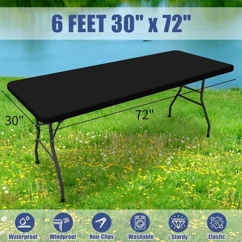 

Washable Stretch Spandex Tablecloth Elastic Fitted Picnic Table Covers Folding Table Cover Rectangle Wedding Table Cloth