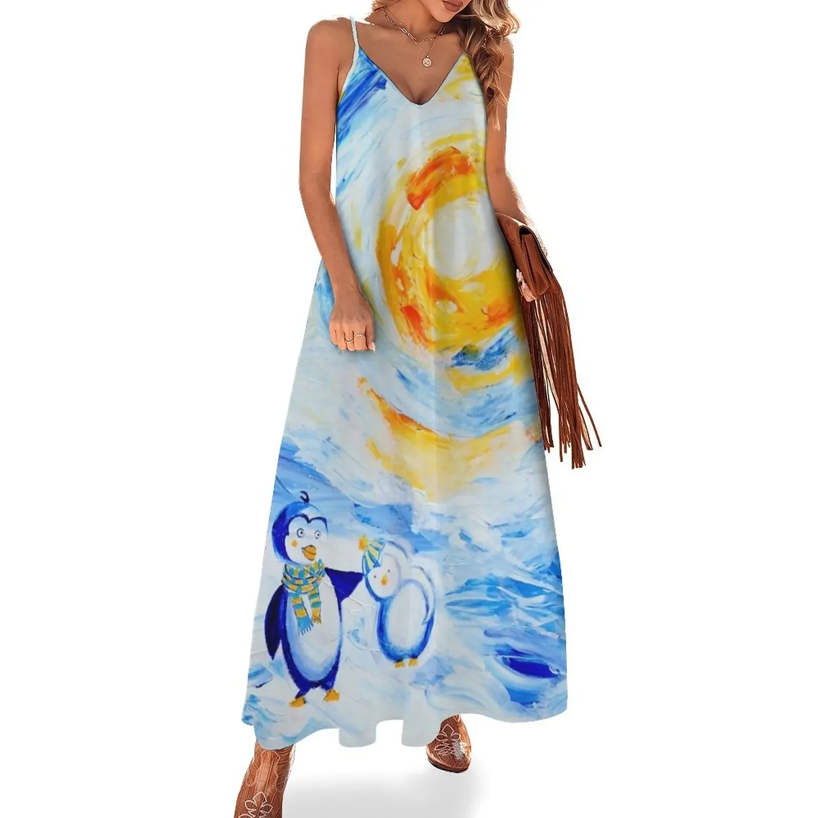 

Happy Penguins Sleeveless Dress summer woman dress 2024 women's summer dress 2024