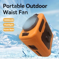 Waist Fan Portable Fan 10000mAh Power Flashlight Neck Hanging Serve As a Phone Holder Suitable for Outdoor Home And Office Use