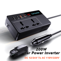 200W Car Power Inverter DC 12V/24V To AC 110V/220V Car Inverter PD QC3.0 18W Portable Car Charger Converter For Laptops Phones