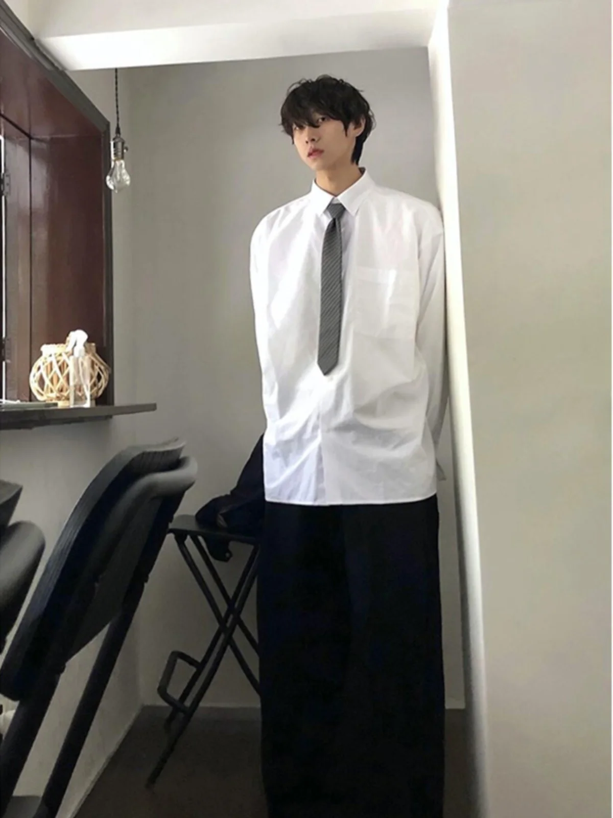 

Cleanfit Japanese Sle Long Sve White irt for Men Youthful College Sle Casual irt Trendy Brand Loose Fit Four Seasons