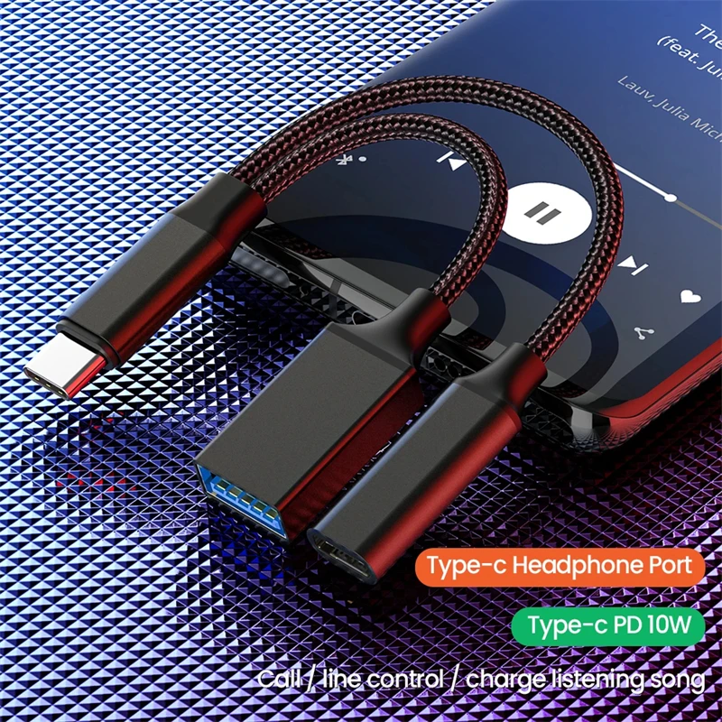 2-в-1 USB C OTG кабель адаптер для телефона Тип C штекер-USB C гнездо двойной порт USB сплиттер адаптер для Samsung Xiaomi