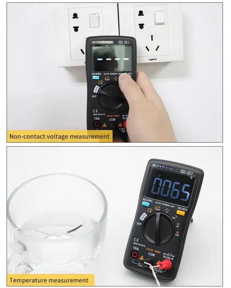 Digital Multimeter 6000 counts Backlight AC/DC Ammeter Voltmeter Ohm ZT-98/100/101/102/102A Ture RMS NCV 10A tester Portable