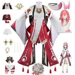 Costume Cosplay Yae ata ko Guuji pour femmes, ensembles de vêtements, perruque, queue, jeu, Halloween, carnaval