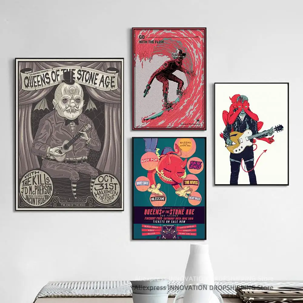 Queens of the Stone Age Singer Band Album Music Star Celebrity Poster Canvas Painting on The Wall Art Pictures Posters and Print