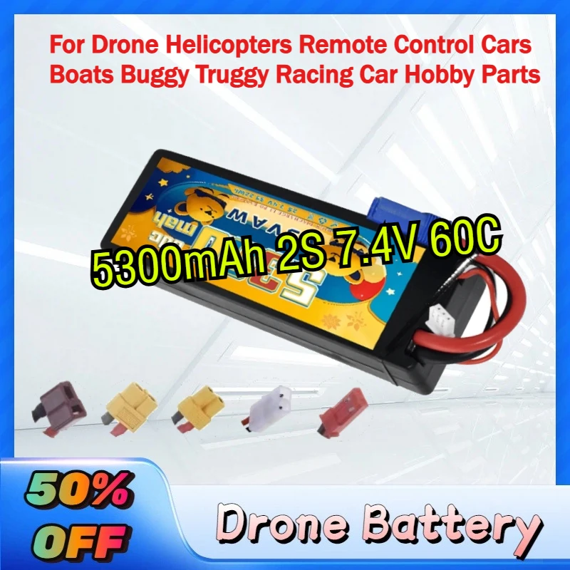 

Аккумулятор VSVAW 5300 мАч 2S 7.4В 60C для дронов, радиоуправляемых машин, лодок, багги, трюггеров, гоночных автомобилей, запчасти для хобби