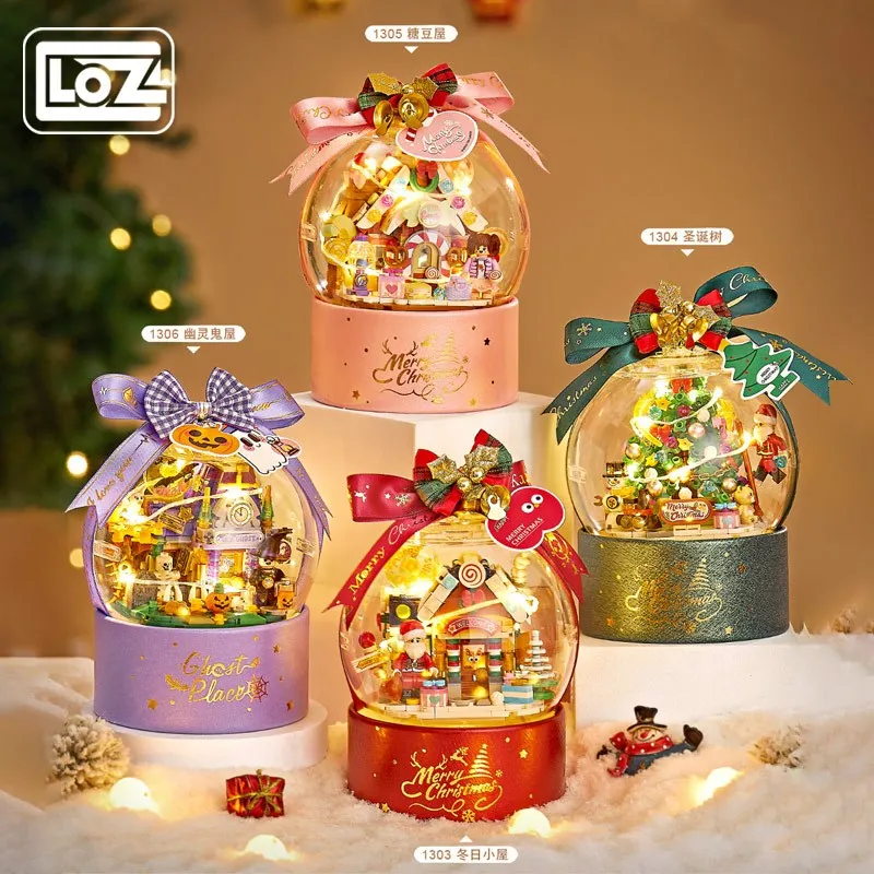 Loz Building Blocks Christmas Crystal Ball Landscaping Small Particle Assembly Halloween Gift Christmas Gift for Boys and Girls