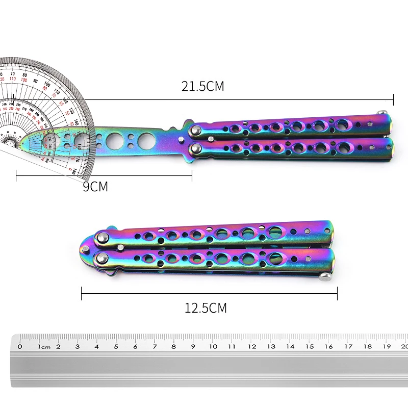 Portable Butterfly Training Knife Foldable Pocket Flail Knife Uncut Blade Butterfly Comb Training Tool