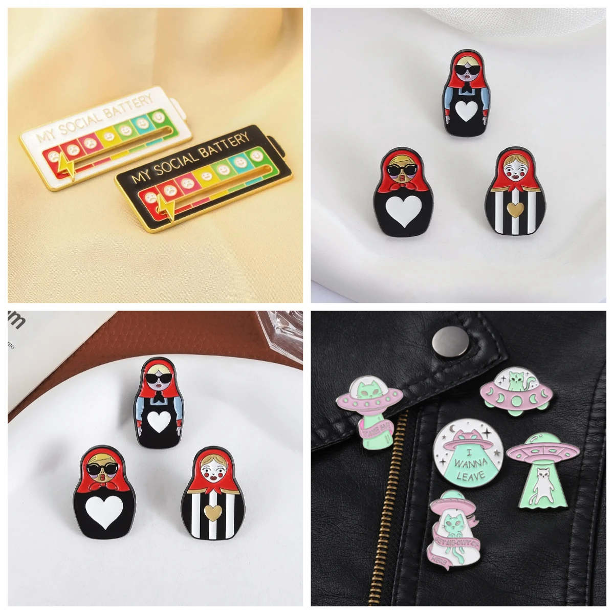 Pin Cartoon Russian Doll Badge Brooch Lapel Pins for Backpacks Women's Brooch Badges Metal on Backpack Brooches on Clothes Pines