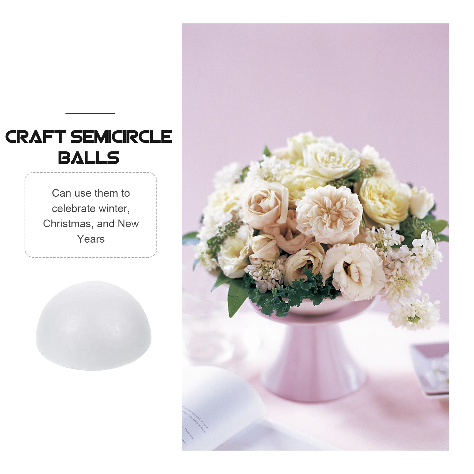 

50 pcs 5.6Cm Foam Half Balls Accessories Diy Decoration Painting Props For Christmas New Year Party Supplies White