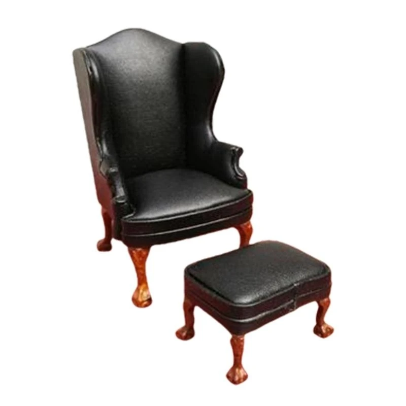 Slaapkamer lederen loveseat/single miniatuur meubels model poppen huizen accessoire realistische speelset 1:12
