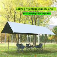 4.5x4.5 4.5x6 Black Coating Tarp Block 99% UV Super Large Camping Waterproof Sun Shelter Black Coated Beach Sunshade Canopy
