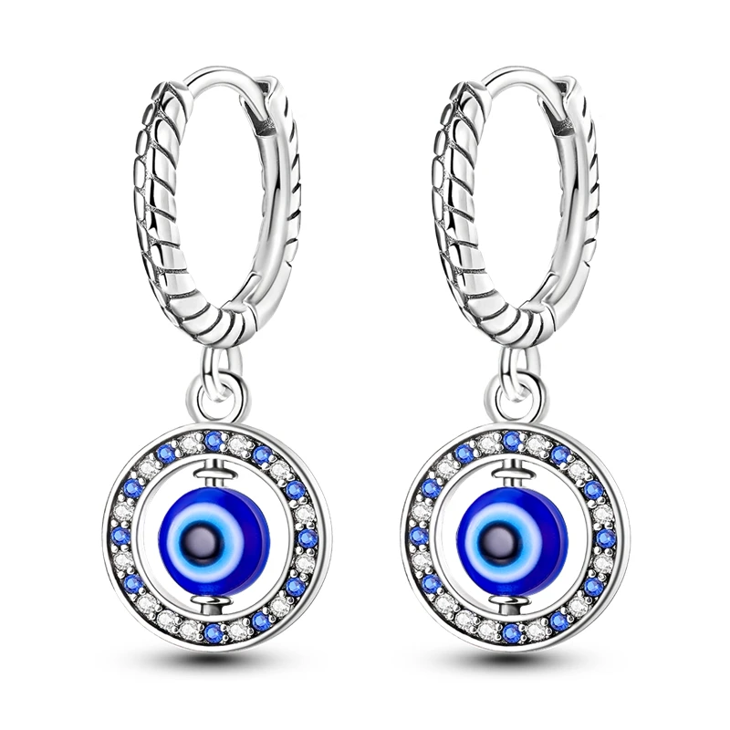 

Cool 925 Sterling Silver Blue Rotating Eye Snake Bone Pattern Earrings For Women's Rock Party Jewelry Accessories