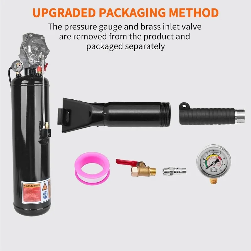 مقعد خرز الإطارات، منفاخ جلوس على شكل زناد هوائي سعة 12 لتر/3.2 جالون، أداة منفاخ إطارات محمولة 145 رطل لكل بوصة مربعة، ضغط تشغيل 87-116 رطل لكل بوصة مربعة #2