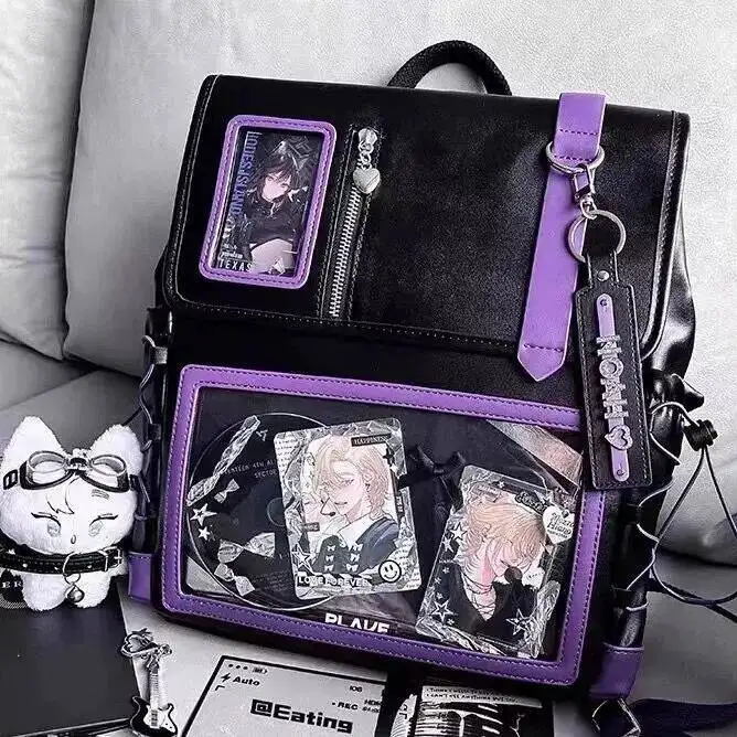 Japanese Contrast Color Kawaii Patchwork Backpacks New Y2k Aesthetic Sweet Students Schoolbags Preppy Women Transparent Ita Bags