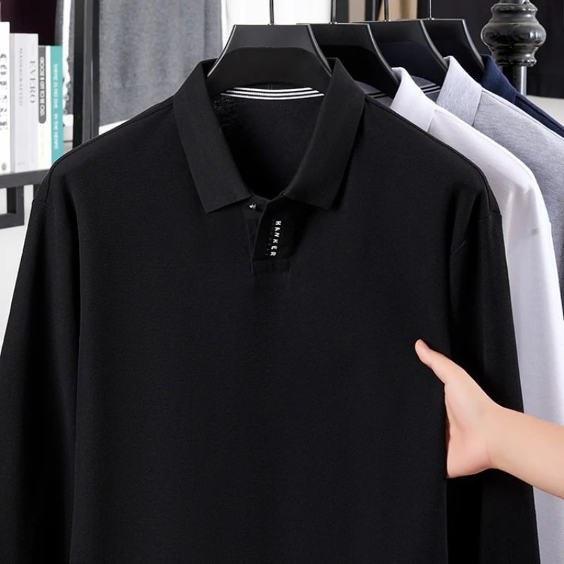 

2025 Spring and Autumn Men's Cotton Long Hoodie Polo Shirt