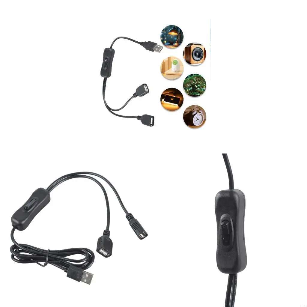 193A Double USB Charging Extension Cord Switcher Control Metal Plastic Construction 3 Length For Electronics