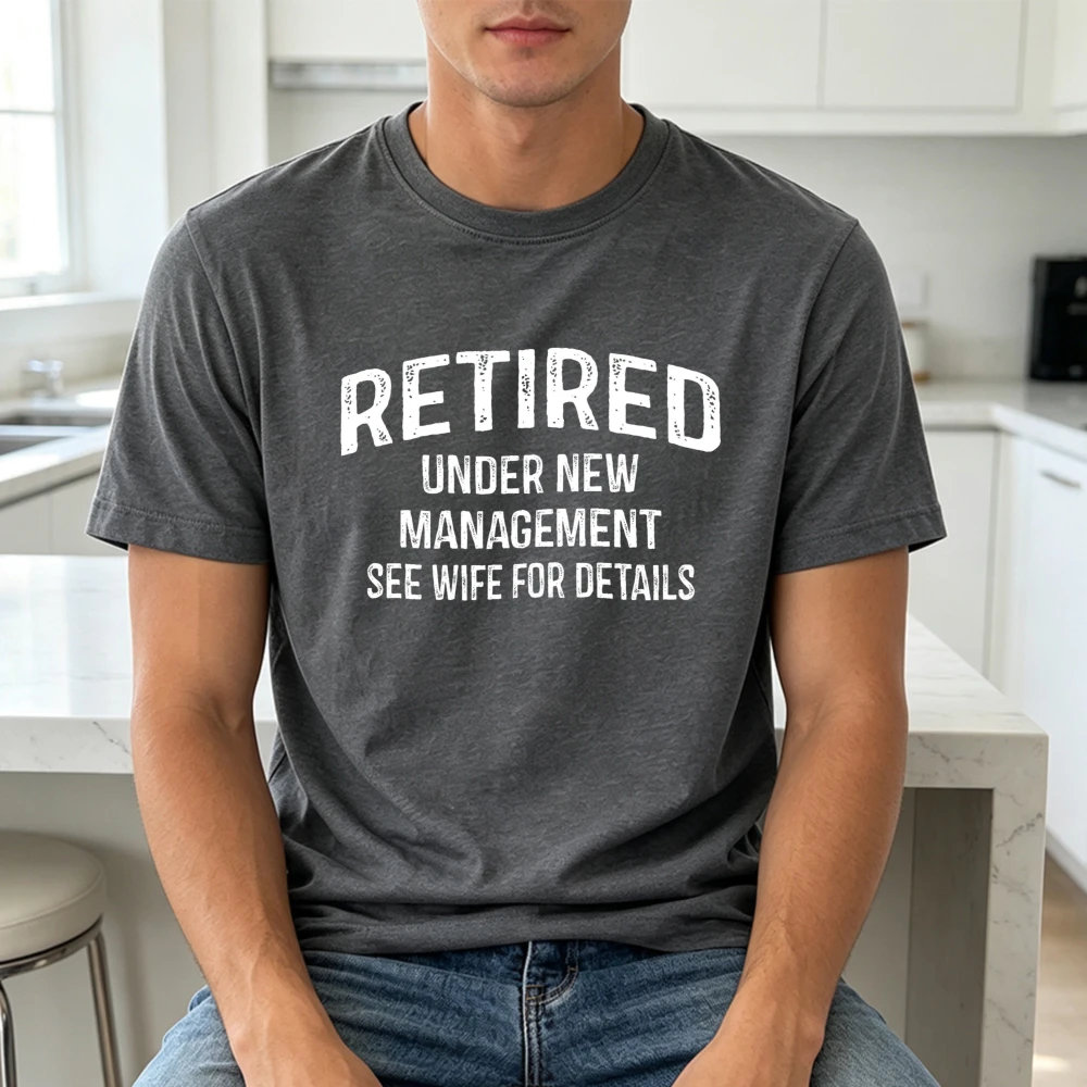 Varsity Distressed Text Design Men T-Shirt Streetwear Fashion Tee Top Classic Old School Style Gift for Retiree Dad