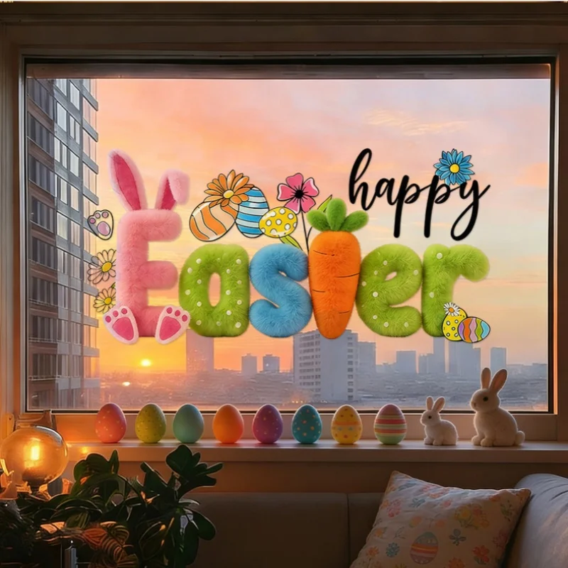 

Three Rabbits Easter Egg Stickers PVC Creative Detachable Self-adhesive Decoration Beautification Room Baby Room Wall Stickers