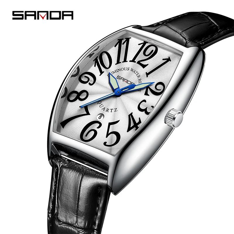 Men's Watches Top Brand SANDA Luxury Men Wrist Watch Leather Quartz Watch Sports Waterproof Male Clock Business Watch +Box