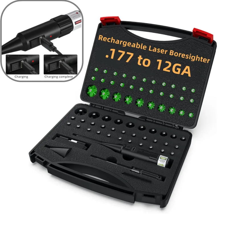 Rechargeable Laser Boresigher Kit 32 Adapters Caliber .177 .22 to .78 Laser Collimator For Glock Rifle Laser Sight