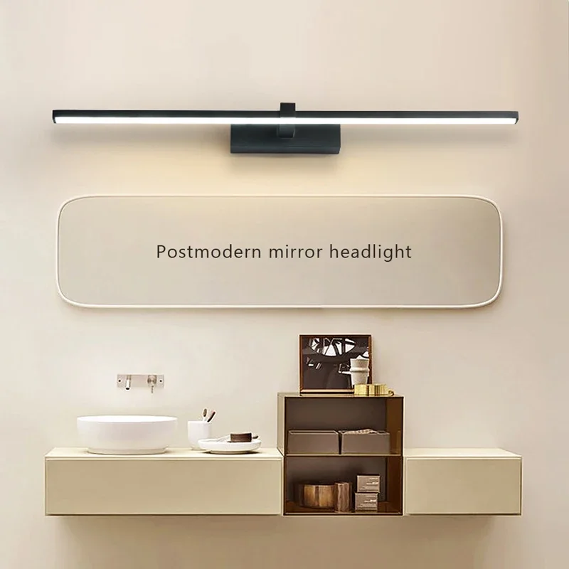 Imagem -02 - Modern Banheiro Led Wall Light Cores Alumínio Preto Branco Espelho Linha Fixture Hardwares Lâmpada de Parede