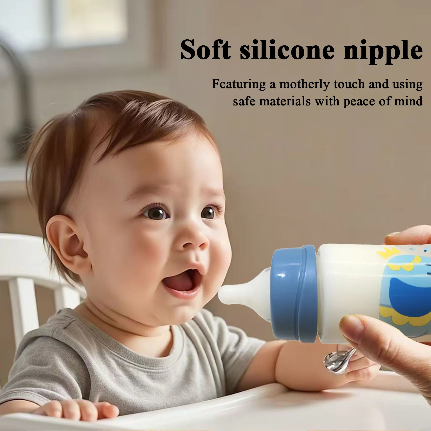 330 ml anti-verstikking cartoon-babyfles voor pasgeborenen, BPA-vrij PP-materiaal, cadeauset voor baby's van 0-12 maanden