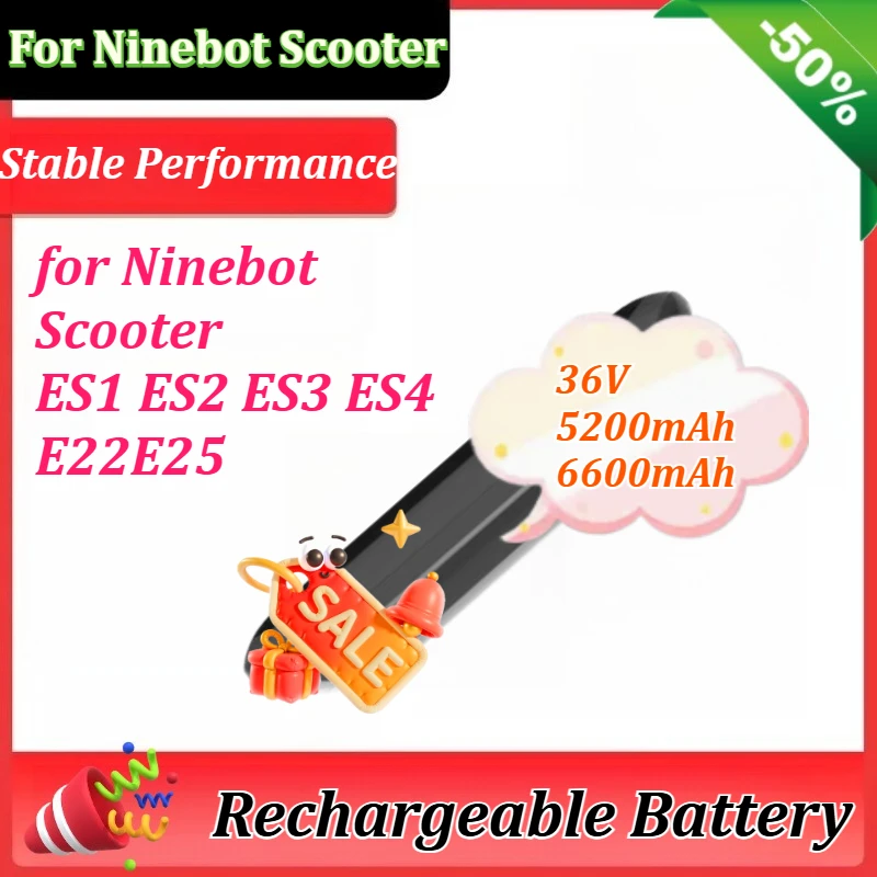 

36V 5200mAh/6600mAh Upgraded for Ninebot Scooter ES1 ES2 ES3 ES4 E22 E25 Electric Scooter Internal Built in / External Battery