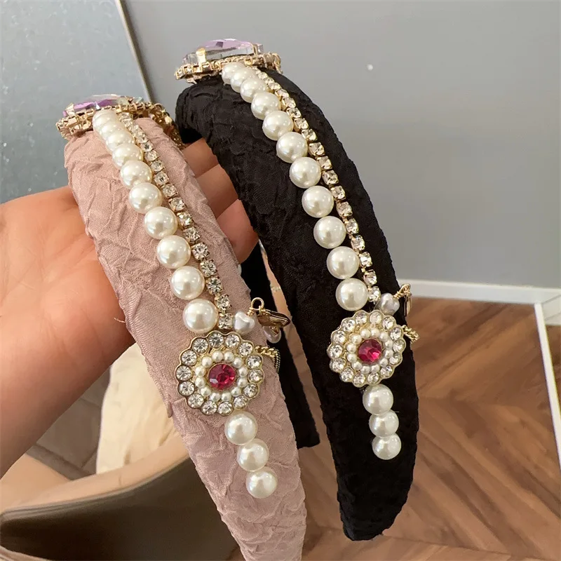 Crystal Luxurious Limited Edition Hairbands Sparkly Padded Rhinestones Headbands for Girl Black Pink Hairbands Hair Accessories